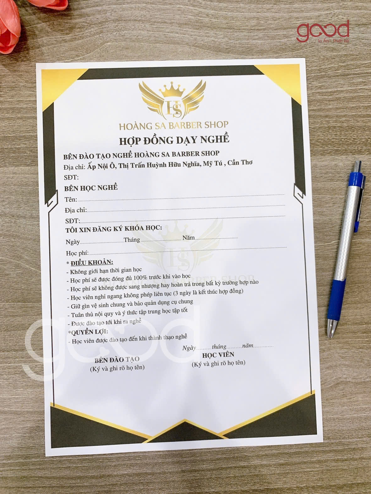 IN HỢP ĐỒNG ĐÀO TẠO NGHỀ